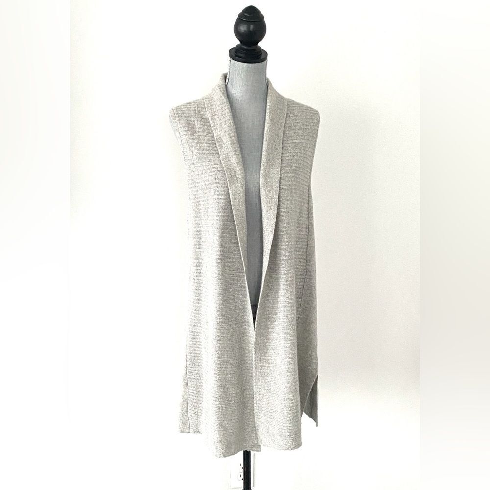 Charter Club Luxury 100% Cashmere open-front long vest light beige oatmeal